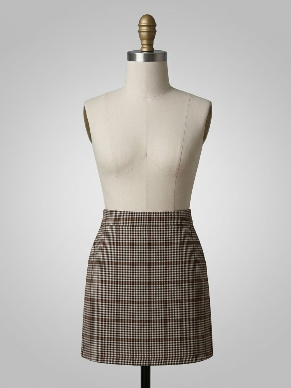 LOFT Brown Plaid Mini Skirt